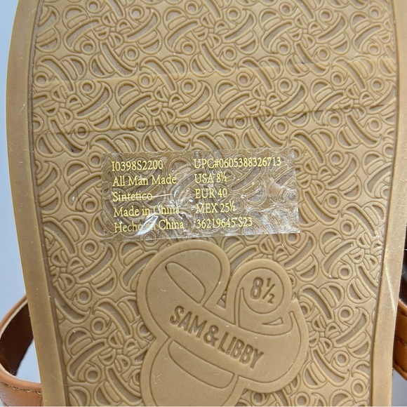 Women's SAM & LIBBY Caramel Brown Alexandra Thong Footbed Sandal Size 8.5 LN! - Picture 11 of 11